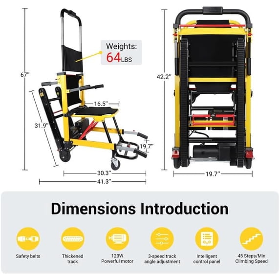 Lightweight Foldable Electric Wheelchair - 450lbs Capacity, 70lbs Weight, Waterproof Design for Indoor/Outdoor & Stair Use