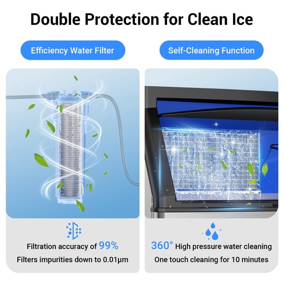 XUTUMM Commercial Ice Machine 450LBS/24H,Storage 120LBS, Industrial Ice Maker,with Self-Cleaning Mode, Low Noise