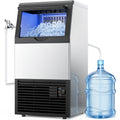 XUTUMM Commercial Ice Maker,100 lbs/24H Under Counter Ice Machine with 33 lb Storage Bin, Dual Water Supply Ice Maker with Self-Cleaning, for Home Bar Restaurant Office Stainless Steel