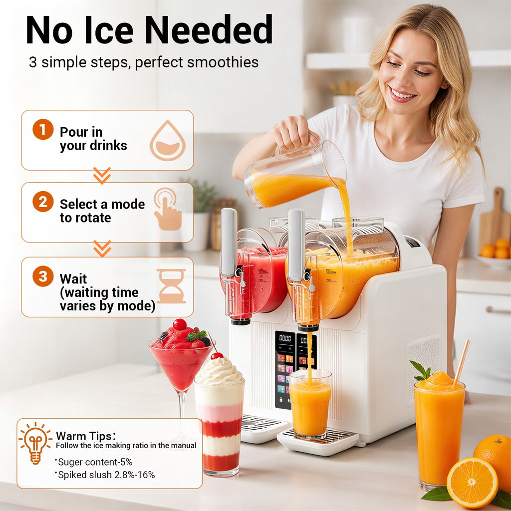 XUTUMM 160oz Slushie Machine,Frozen Drink Maker with 8 Preset Modes, Dual Tank Independent Control, LED Display, Soft Serve Ice Cream & Slushie Machine for Home
