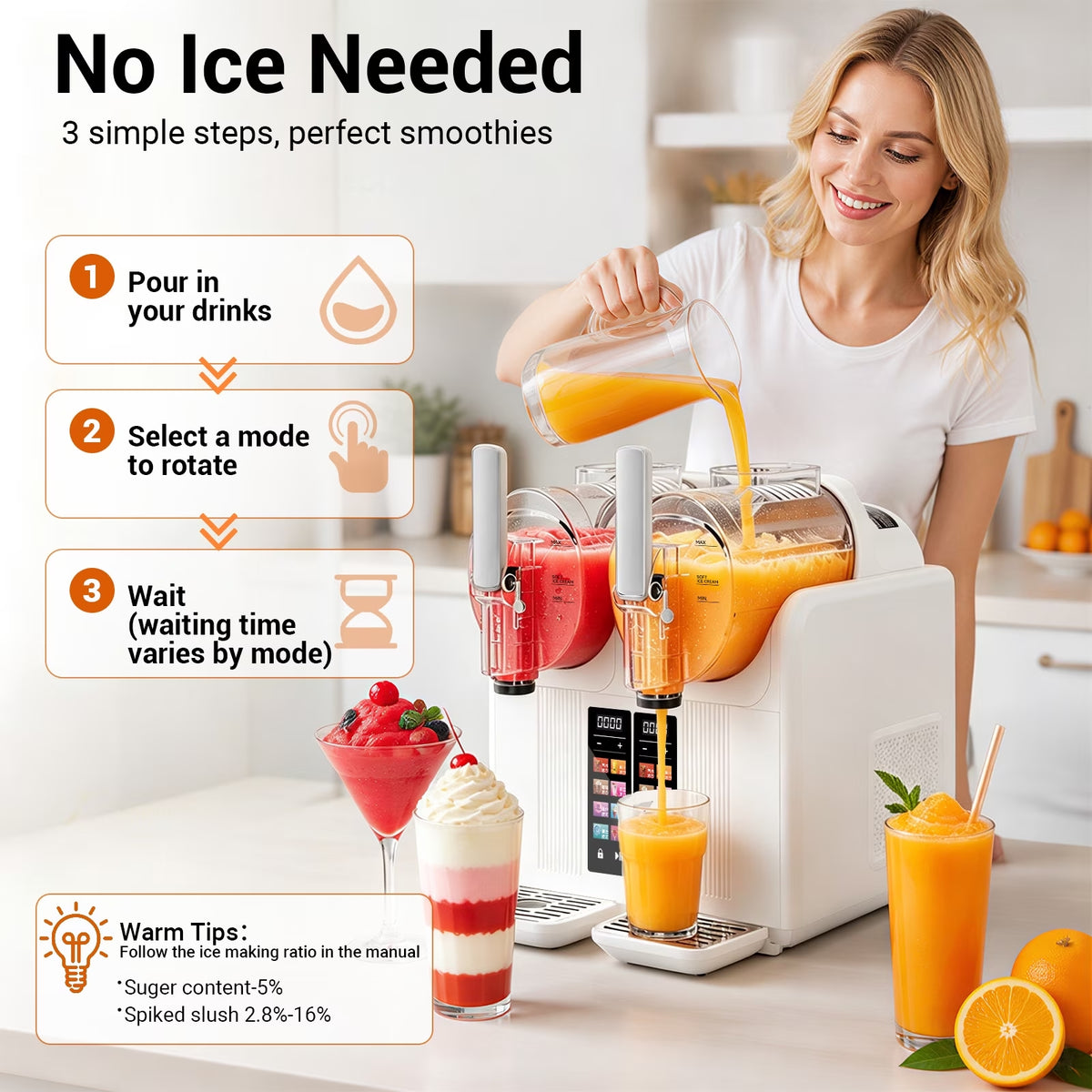 XUTUMM 160oz Slushie Machine,Frozen Drink Maker with 8 Preset Modes, Dual Tank Independent Control, LED Display, Soft Serve Ice Cream & Slushie Machine for Home