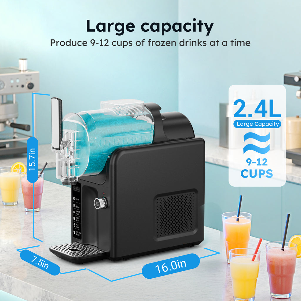 XUTUMM 85oz Home Slushie Machine , No Ice Frozen Drink Machine with 5 Presets Modes, Quiet Auto-Clean LED Display