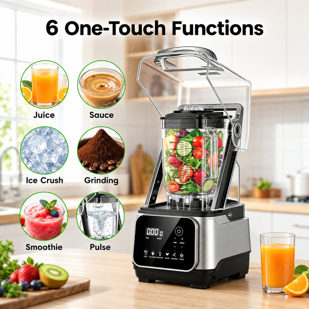 XUTUMM 68oz Commercial Blender, 2200W High Performance Blender with 6 Modes, Heavy Duty Countertop Blender for Smoothies Crushing Ice Frozen Drinks