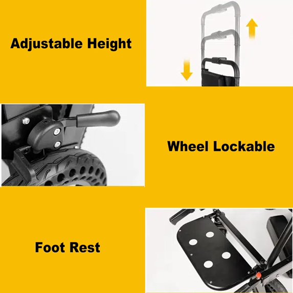 Black Folding Electric Wheelchair - 450lbs Load Bearing, 70lbs Weight, Waterproof Circuit for Home & Medical Use