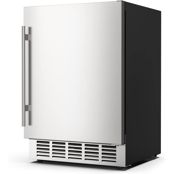 24 Inch Outdoor Beverage Fridge, Weather Proof Stainless Steel Beverage Cooler Under Counter Beer Fridge, Indoor/Outdoor Beverage Refrigerator for 190 Cans, Built-in/Freestanding (Foam Door)