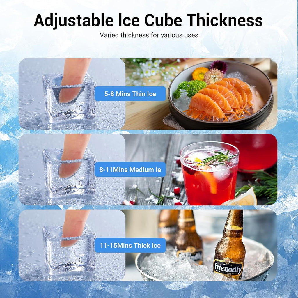 Xutumm Commercial Ice Maker, 580 Lbs/24H With 380 Lbs Large Storage Air-Cooled Ice Machine For Ice Cube for Cafe,Restaurant,Home