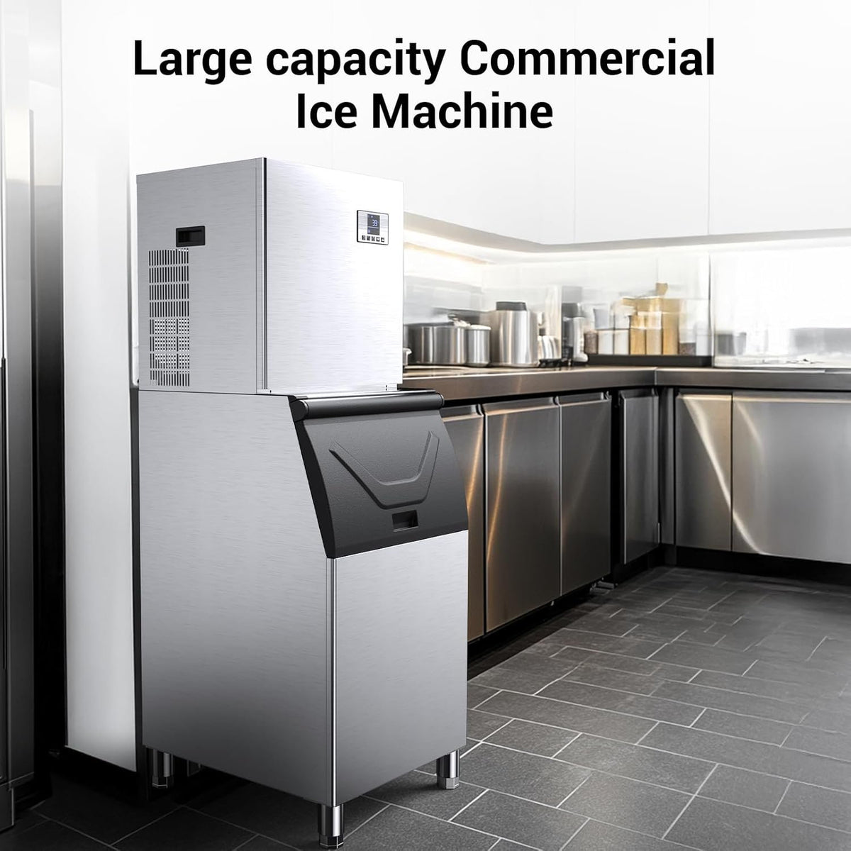 Xutumm Commercial Ice Maker, 580 Lbs/24H With 380 Lbs Large Storage Air-Cooled Ice Machine For Ice Cube for Cafe,Restaurant,Home