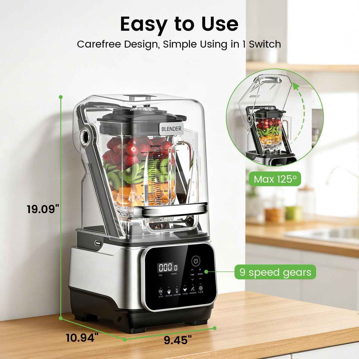 XUTUMM 68oz Commercial Blender, 2200W High Performance Blender with 6 Modes, Heavy Duty Countertop Blender for Smoothies Crushing Ice Frozen Drinks