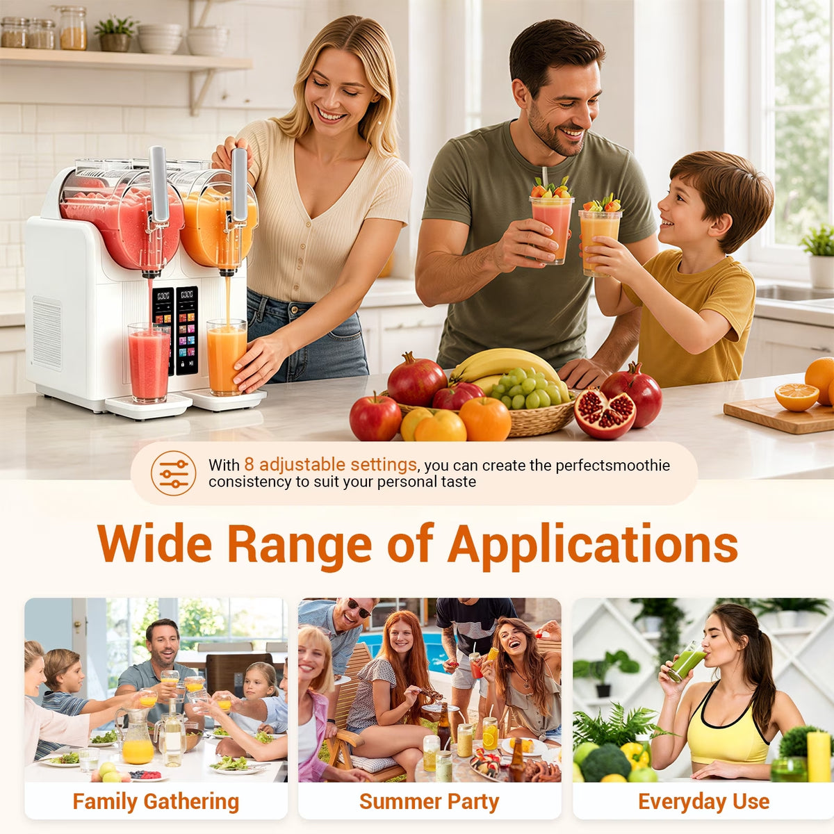 XUTUMM 160oz Slushie Machine,Frozen Drink Maker with 8 Preset Modes, Dual Tank Independent Control, LED Display, Soft Serve Ice Cream & Slushie Machine for Home