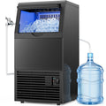 XUTUMM Commercial Ice Maker 120 lbs/24H, 33 lb Storage Bin, Dual Water Inlet Ice Machine with Adjustable Ice Thickness, Self-Cleaning for Restaurant Bar Office Black
