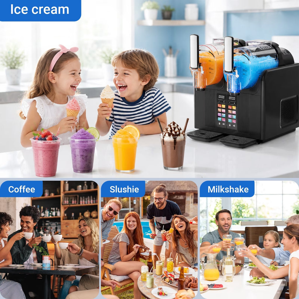 XUTUMM 160oz Slushie Machine,Frozen Drink Maker with 8 Preset Modes, Dual Tank Independent Control, LED Display, Soft Serve Ice Cream & Slushie Machine for Home