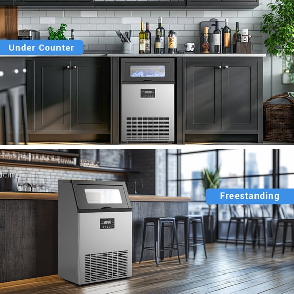 Xutumm ‌Commercial Ice Machine 150LBS/24H,Storage 50LBS, Industrial Ice Maker,Ice Ready in 8-15min,with Self-Cleaning Mode,with Timing Function