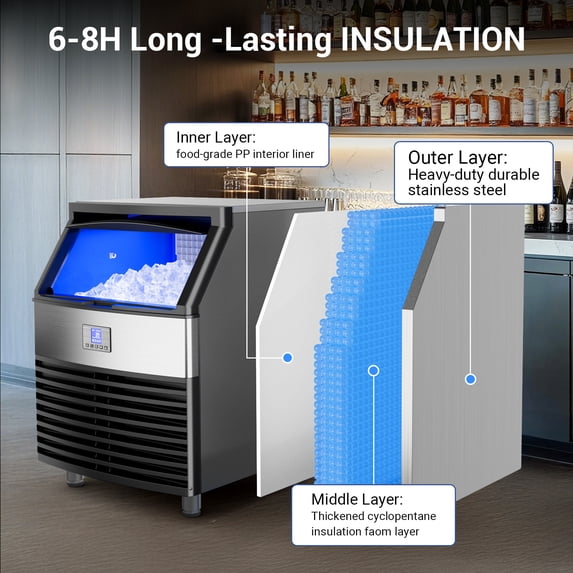 XUTUMM Commercial Ice Machine 450LBS/24H,Storage 120LBS, Industrial Ice Maker,with Self-Cleaning Mode, Low Noise