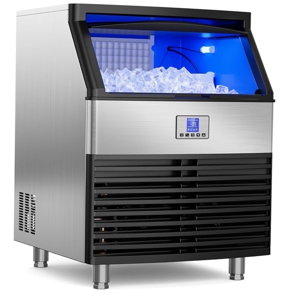 High-Capacity Commercial Ice Maker - 450Lbs/24H Production with Large Storage Bin, Self-Cleaning System for Restaurants, Bars & Home Use