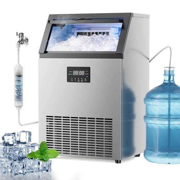 XUTUMM Commercial Ice Machine 160LBS/24H,Storage 35LBS, Industrial Ice Maker,55 Cubes Every 8-15 Minutes,with Self-Cleaning Mode, Low Noise