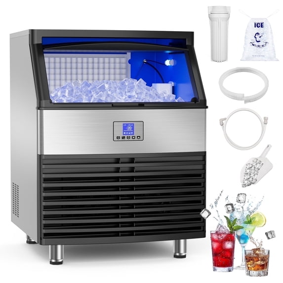 XUTUMM Commercial Ice Machine 450LBS/24H,Storage 120LBS, Industrial Ice Maker,with Self-Cleaning Mode, Low Noise