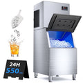 Xutumm Commercial Ice Machine 550LBS/24H,Storage 360LBS, Industrial Ice Maker,132 Cubes Every 5-15 Minutes,with Self-Cleaning Mode, Low Noise