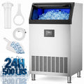 XUTUMM Commercial Ice Maker Machine, Up to 500 lbs/24H, 125 lbs Storage Bin, 162 Cubes per Batch, Adjustable Thickness, Self-Cleaning Stainless Steel Ice Machine