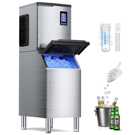 XUTUMM Commercial Ice Machine 700LBS/24H,Storage 500LBS,Large Industrial Ice Maker,Ice Ready in 5-15min,with Self-Cleaning Mode,with Timing Function,30 Levels of Ice Thickness Adjustment