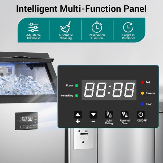 XUTUMM Commercial Ice Machine 160LBS/24H,Storage 35LBS, Industrial Ice Maker,55 Cubes Every 8-15 Minutes,with Self-Cleaning Mode, Low Noise