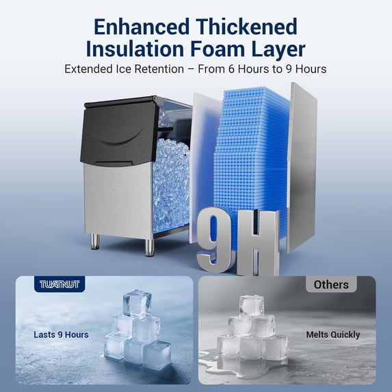 XUTUMM Commercial Ice Machine, 650Lbs/24H, ETL Approved, Auto-Cleaning Stainless Steel Ice Maker for Bars & Restaurants