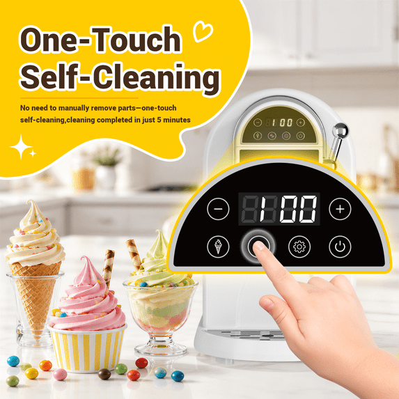 Xutumm 1.25 QT Compressor Ice Cream Maker, No Pre-Freezing Frozen Dessert Machine with Self-Cleaning, LED Display, Adjustable Hardness, Stainless Steel Bowl, White