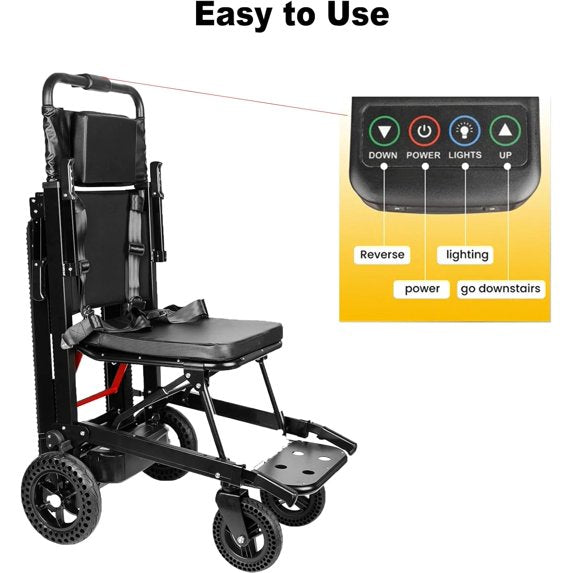Black Folding Electric Wheelchair - 450lbs Load Bearing, 70lbs Weight, Waterproof Circuit for Home & Medical Use