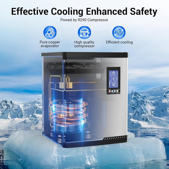 XUTUMM Commercial Ice Machine 700LBS/24H,Storage 500LBS,Large Industrial Ice Maker,Ice Ready in 5-15min,with Self-Cleaning Mode,with Timing Function,30 Levels of Ice Thickness Adjustment