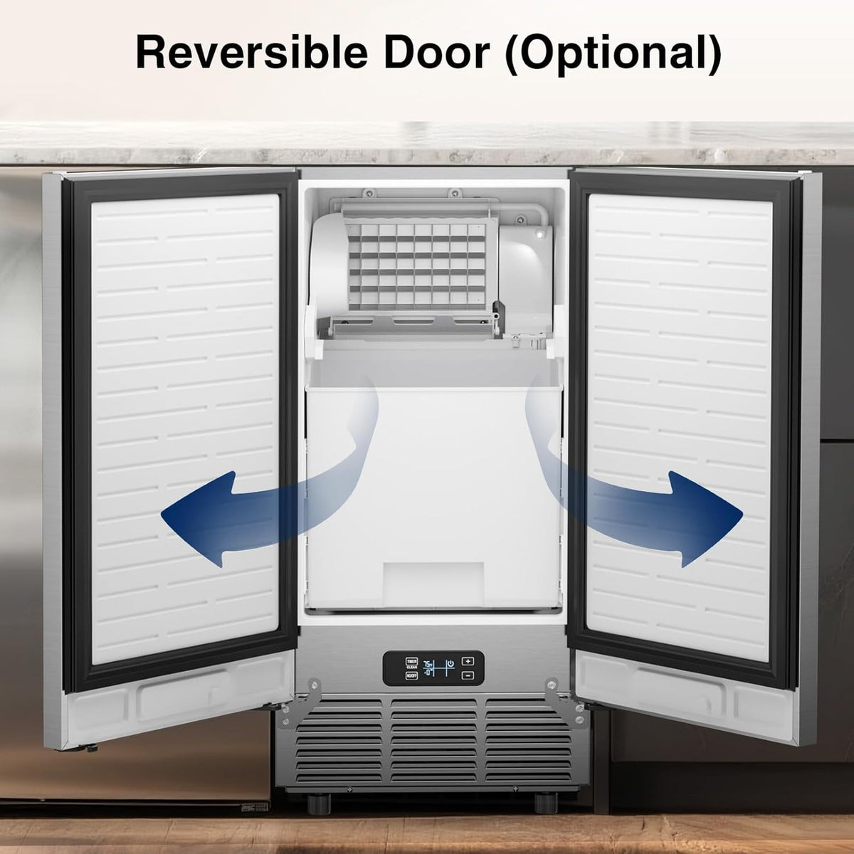 XUTUMM 15" Ice Maker, 85Lbs/24H Under Counter w/ 30Lbs Bin, Built-in/Freestanding, Auto-Clean, Stainless Steel