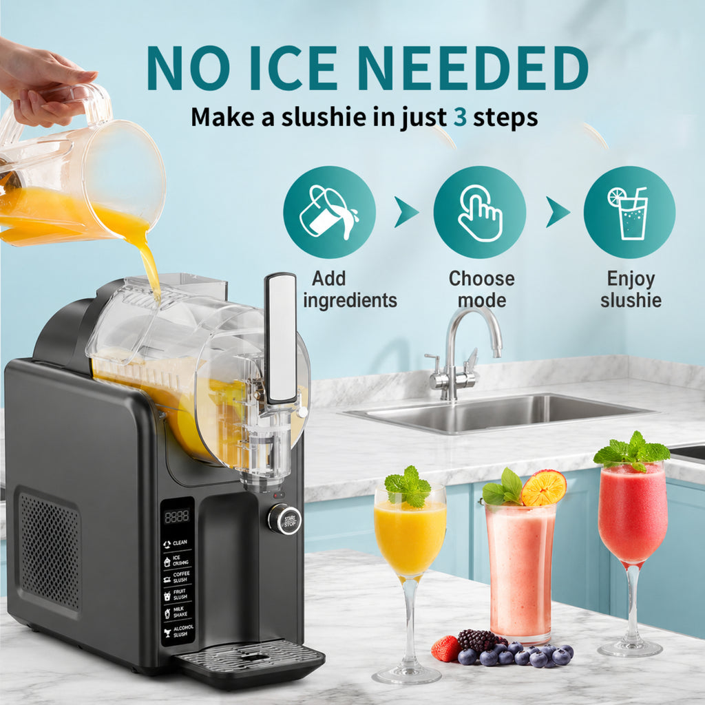 XUTUMM 85oz Home Slushie Machine , No Ice Frozen Drink Machine with 5 Presets Modes, Quiet Auto-Clean LED Display